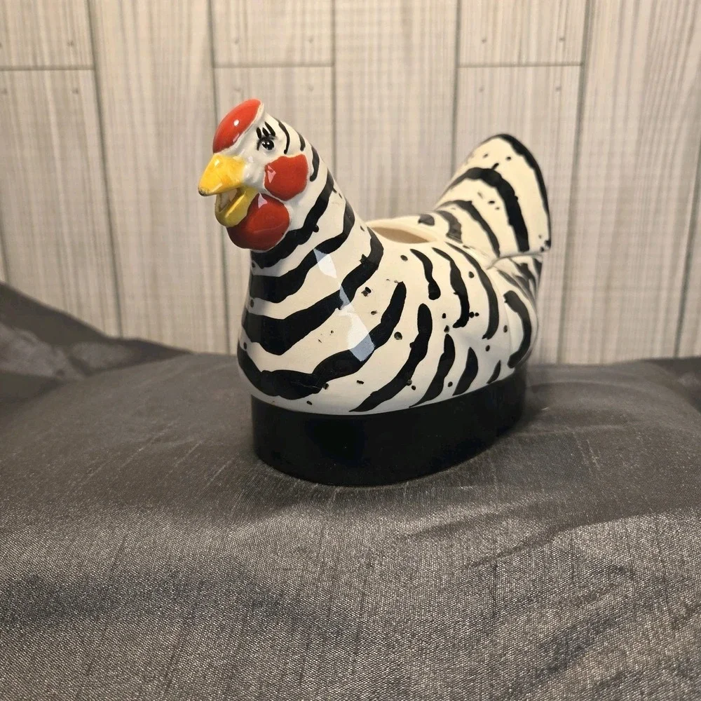 Vintag Department 56‎ French Hen Black And White Collection Cream and Sugar Bowl